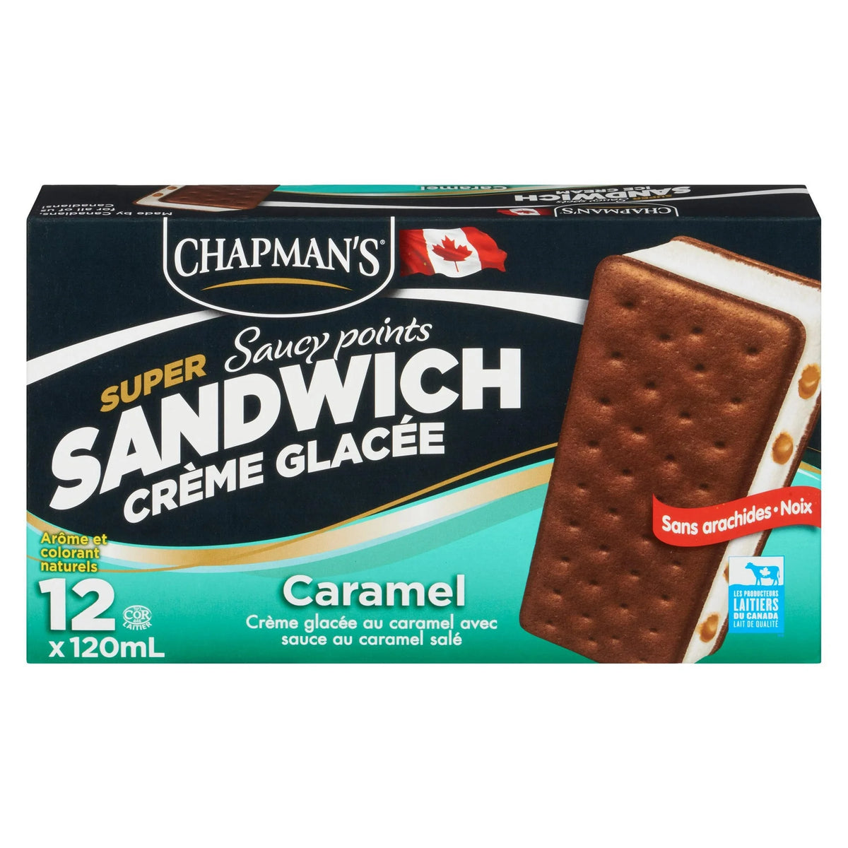 Chapman's Caramel Saucy Spots Ice Cream Sandwiches, 12 × 120 mL