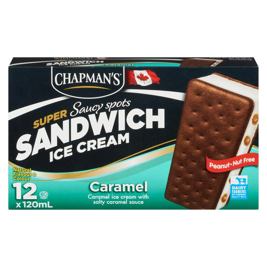 Chapman's Caramel Saucy Spots Ice Cream Sandwiches, 12 × 120 mL