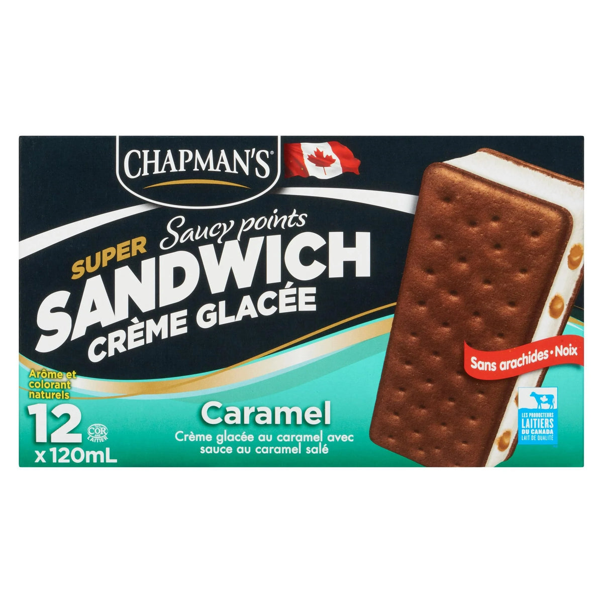Chapman's Caramel Saucy Spots Ice Cream Sandwiches, 12 × 120 mL
