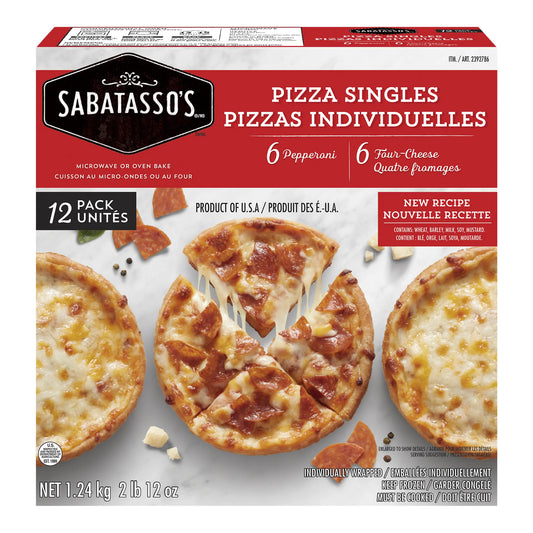 Sabatasso's Pizza Singles Pepperoni & Four-Cheese Variety, 12 × 103 g