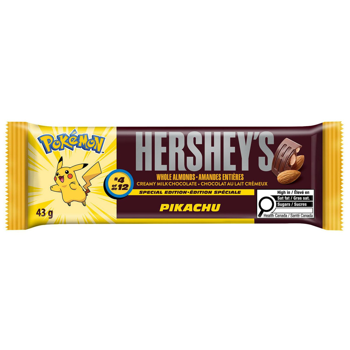 HERSHEY'S Pokémon Special Edition Creamy Milk Chocolate with Whole Almonds Bar, 43 g