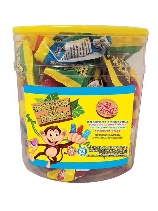 Teddy Pop and Friends Assorted Lollipops, 30 × 15 g