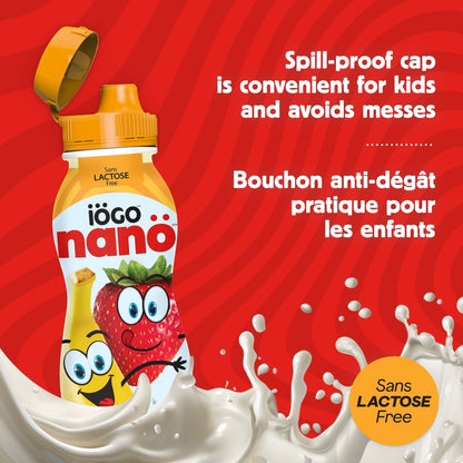 iÖGO nanö Strawberry-Banana Drinkable Yogurt 1% Lactose-Free, 6 × 93 mL