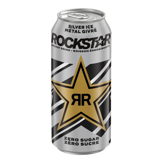 Rockstar Pure Zero Silver Ice Energy Drink, 473 mL