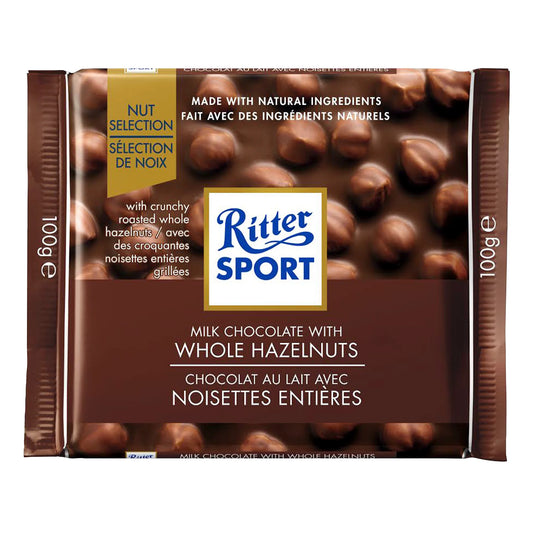 Ritter Sport Whole Hazelnut Milk Chocolate Squares, 10 × 100 g