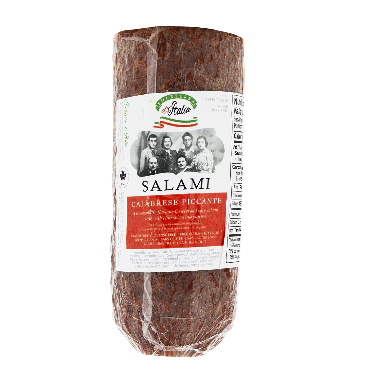 Soleterra d'Italia Soleterra Calabrese Dry Cured Salami, 1.2 kg average weight