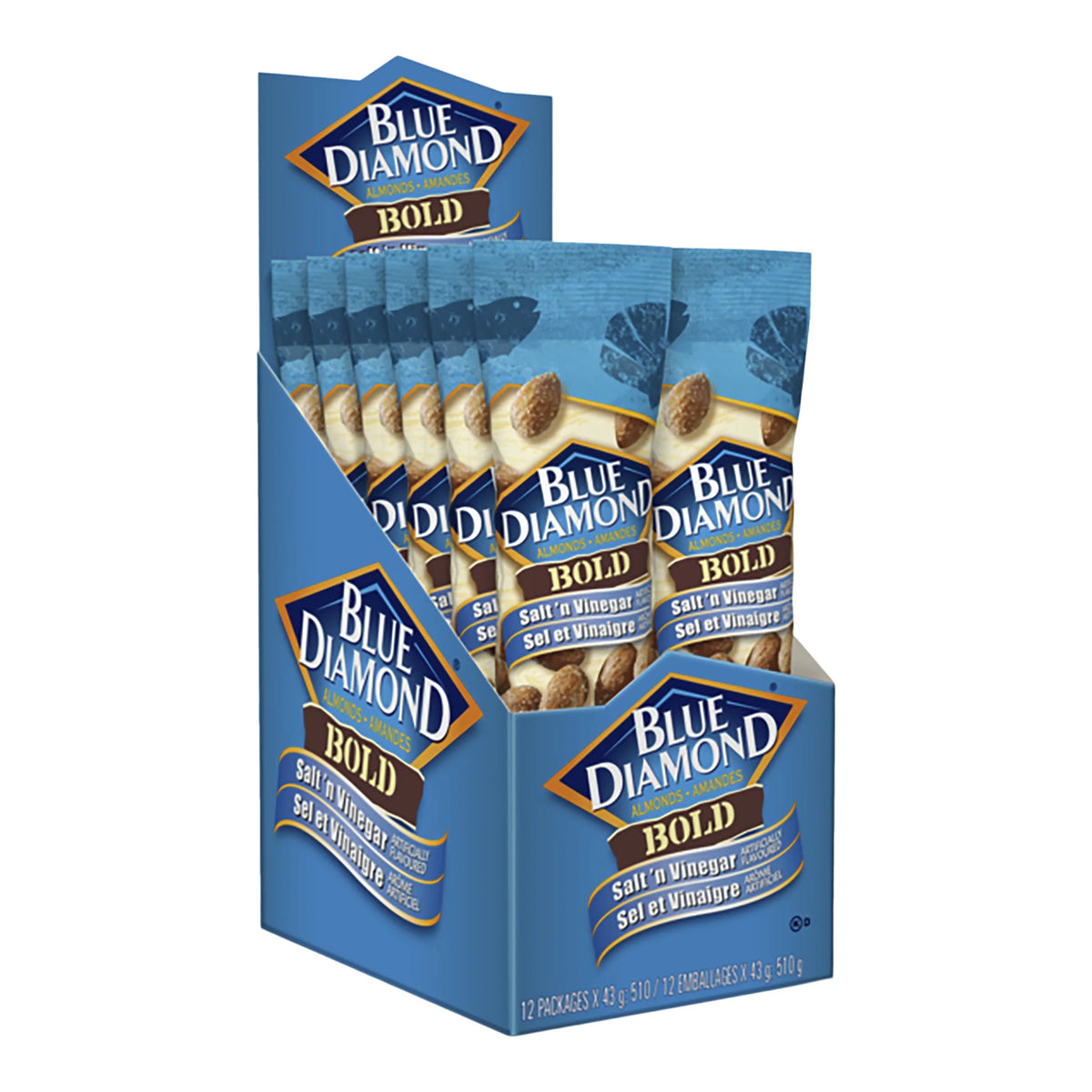 Blue Diamond Sea Salt & Vinegar, 12 × 43 g