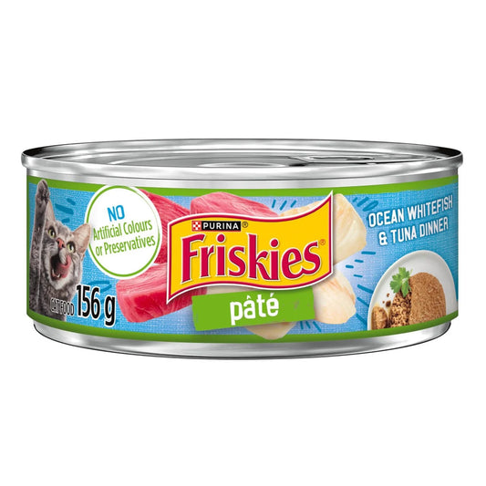 Friskies Pate Whitefish & Tuna Dinner Wet Cat Food, 156 g