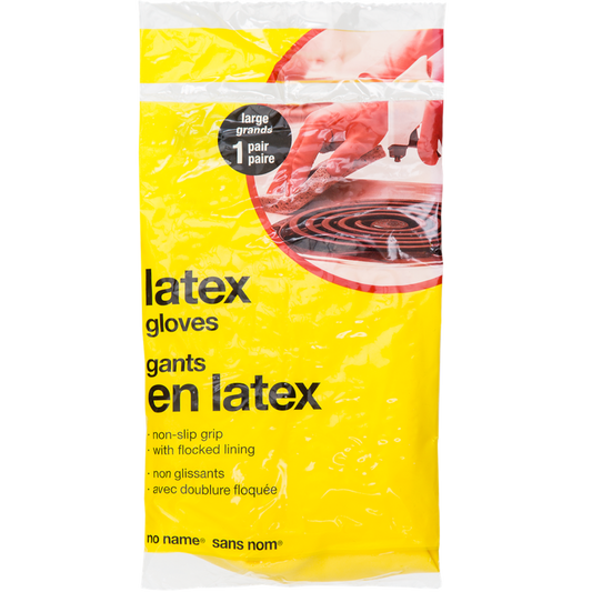 No Name Latex Rubber Gloves, Large