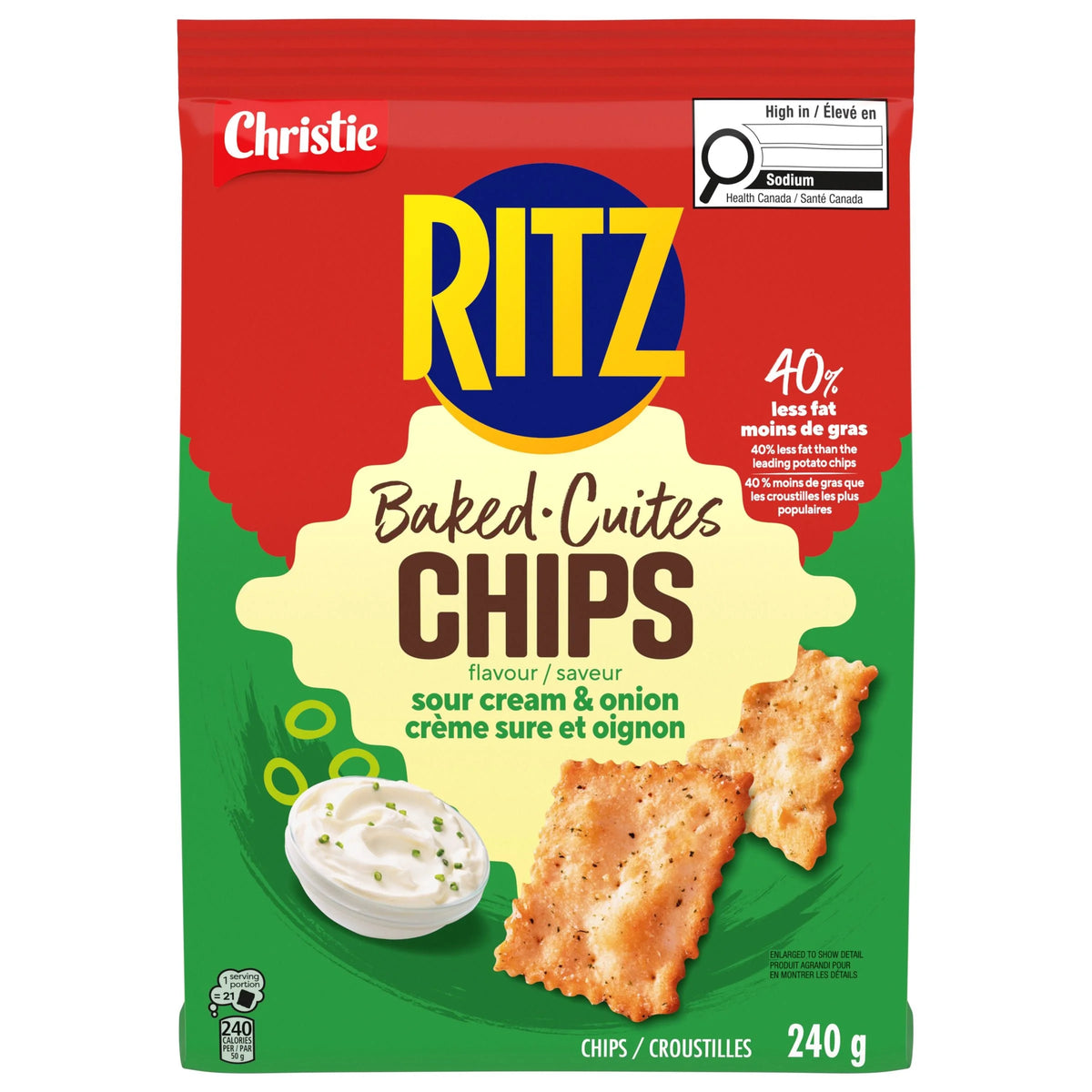 Christie Ritz Baked Chips, Sour Cream & Onion, 240 g