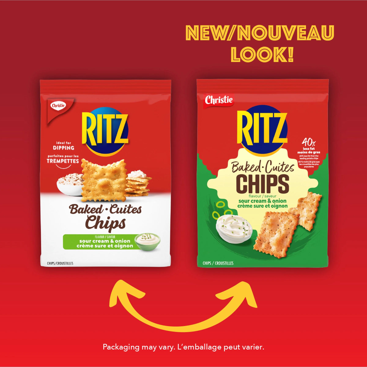 Christie Ritz Baked Chips, Sour Cream & Onion, 240 g