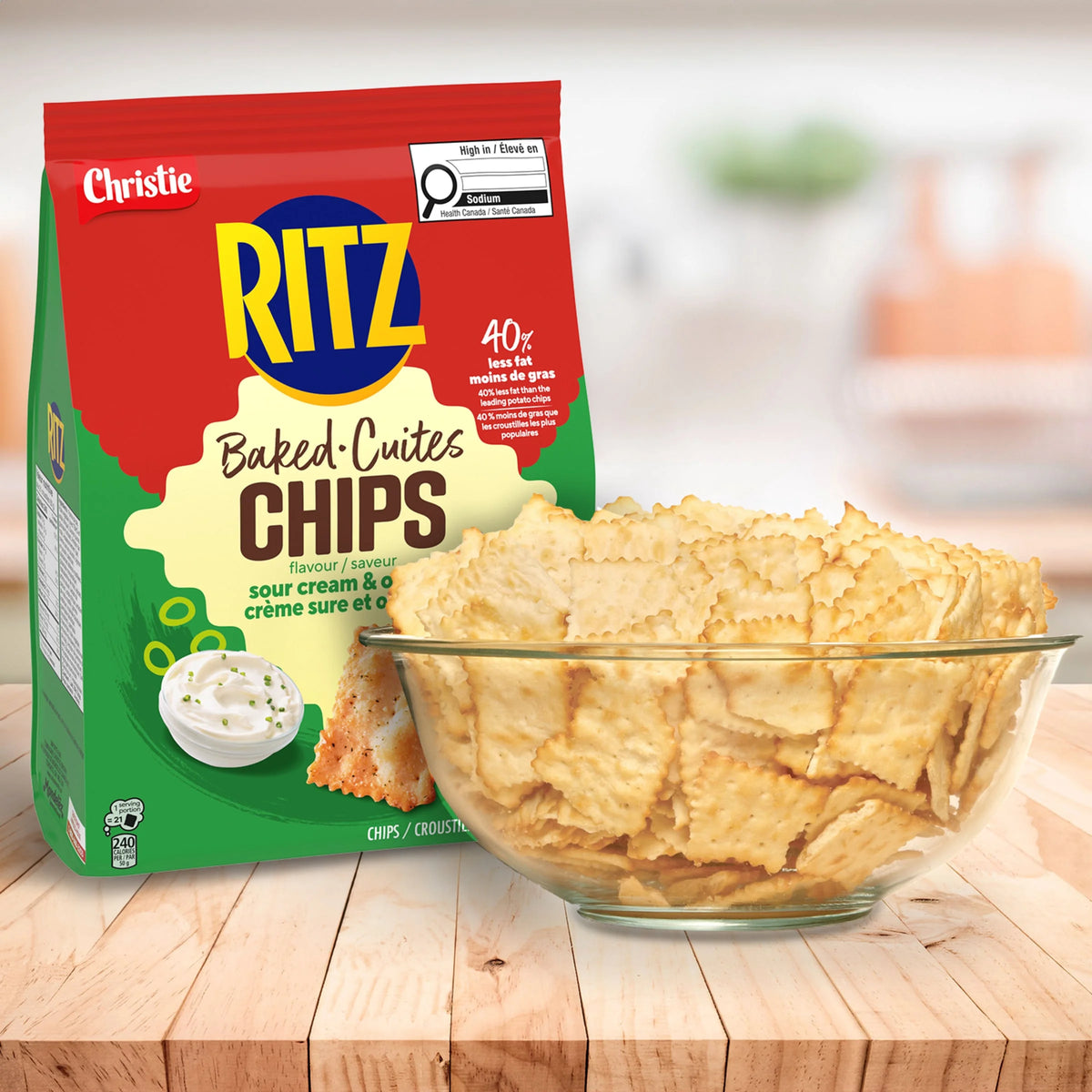 Christie Ritz Baked Chips, Sour Cream & Onion, 240 g