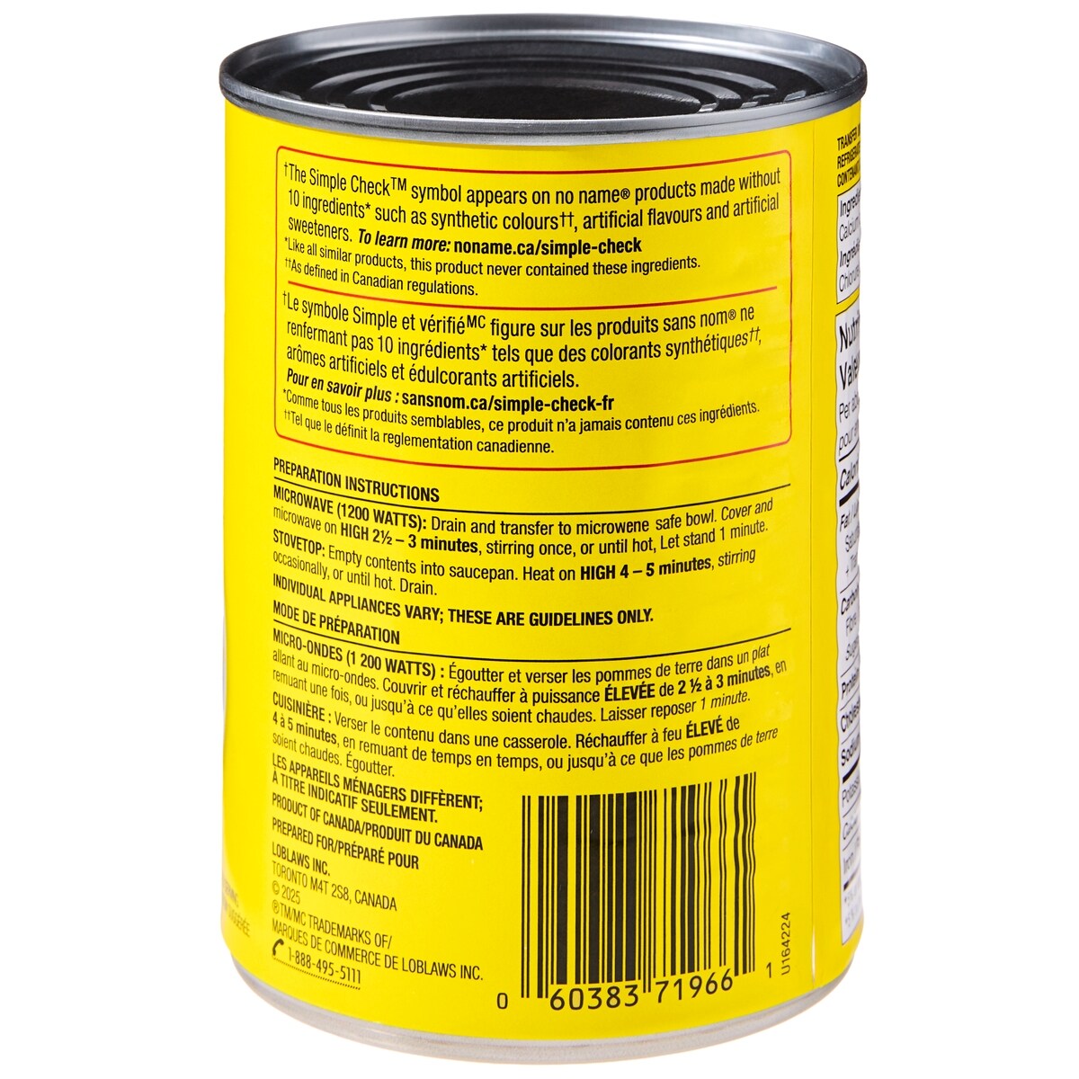 No Name Diced White Potatoes, 540 mL
