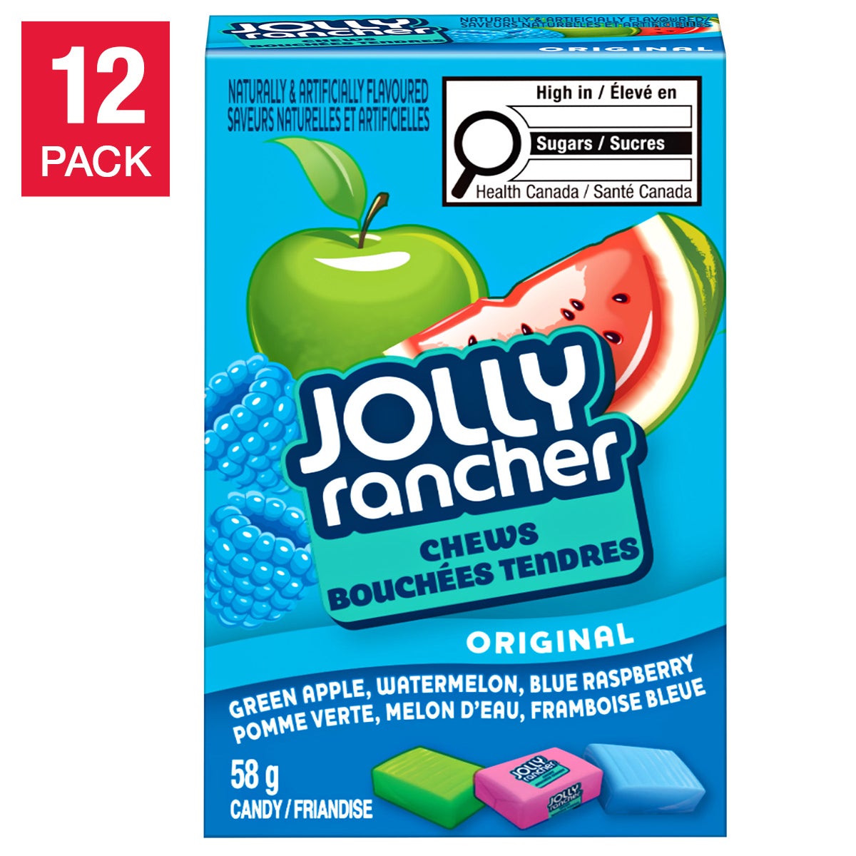 Jolly Rancher Chew Assorted Fruit, 12 × 58 g