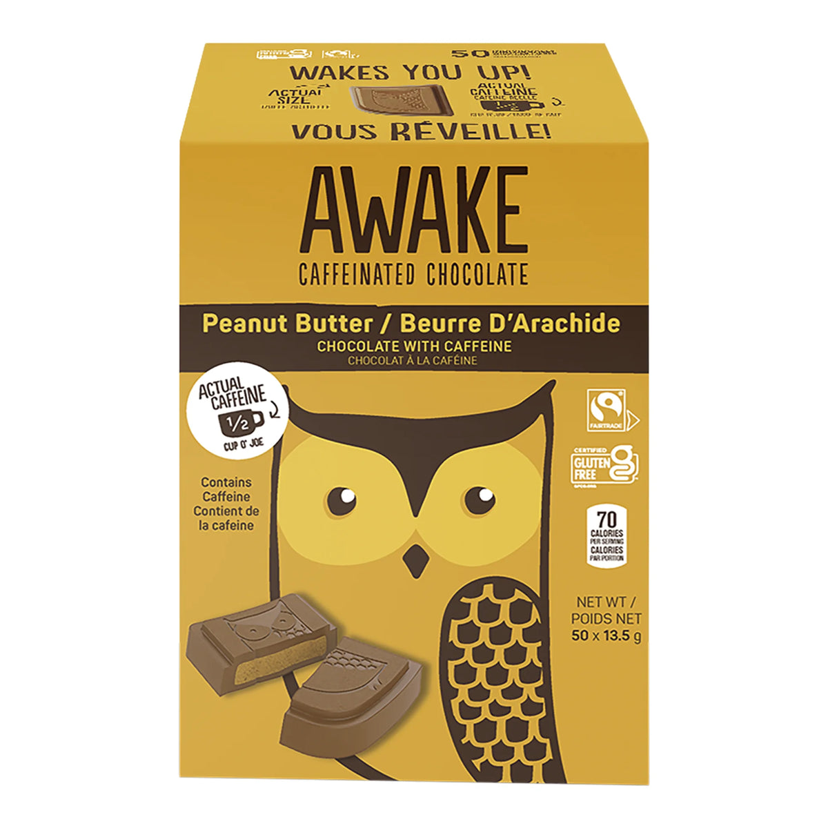 Awake Peanut Butter Chocolate Single Bites, 50 × 13.5 g