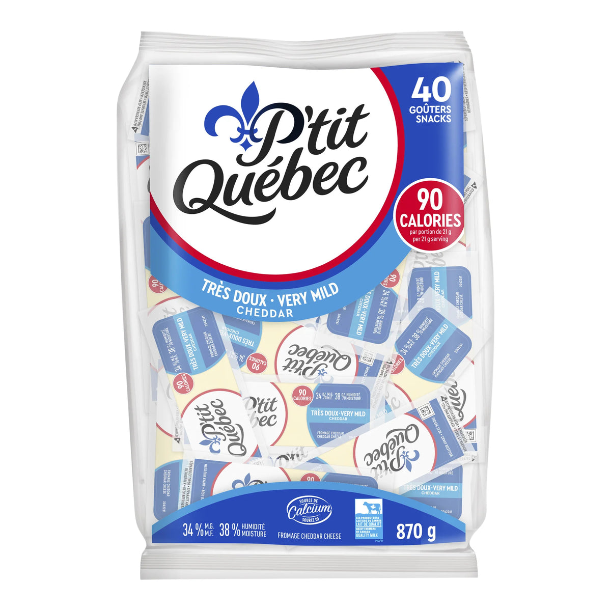 P'tit Québec Very Mild Cheddar, 40 × 21 g