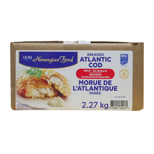 Norwegian Fjord Frozen Breaded Cod Portions, 2.27 kg