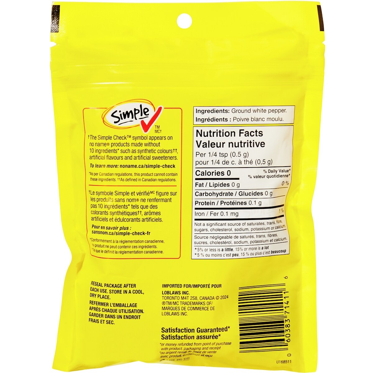 No Name Ground White Pepper, 110 g