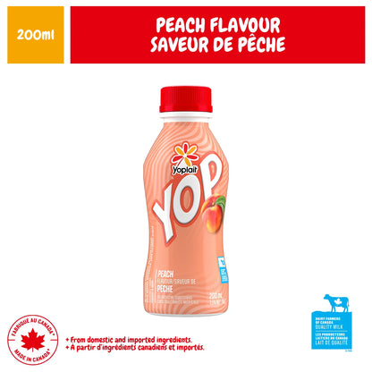 Yoplait Yop 1% Drinkable Yogurt, Peach, 200 mL