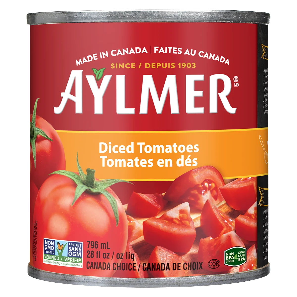 Aylmer Diced Tomatoes, 8 × 796 mL