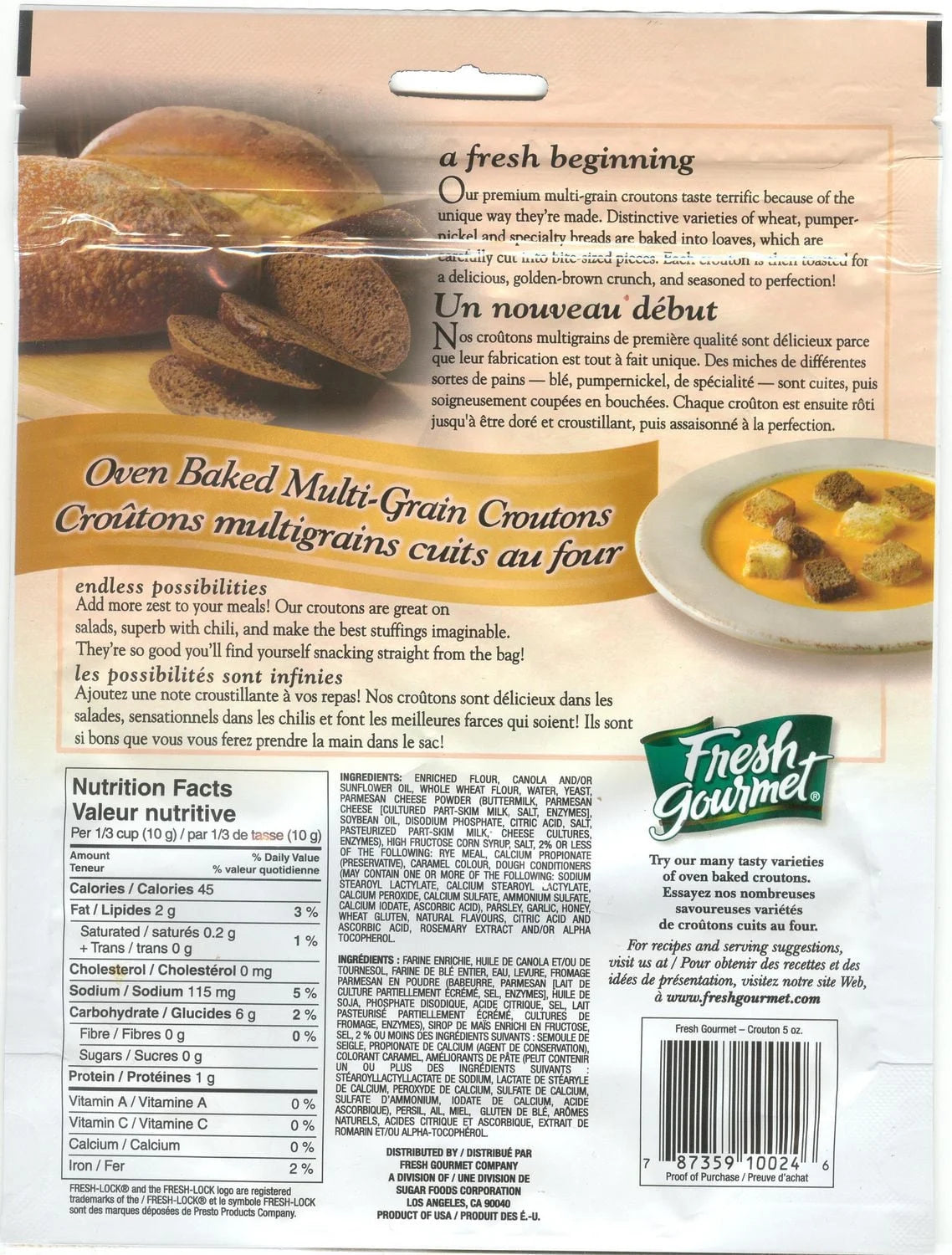 Fresh Gourmet Parmesan Caesar Croutons, 142 g
