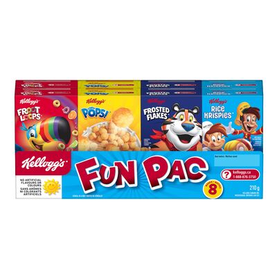 Kellogg's Small Size Cereal Boxes Variety Pack, Fun Pac, 8 × 210 g