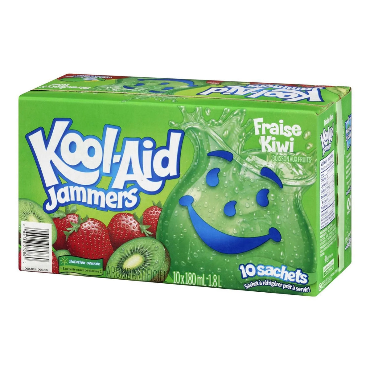 Kool-Aid Jammers Strawberry Kiwi Juice Drink Pouches, 10 × 180 mL