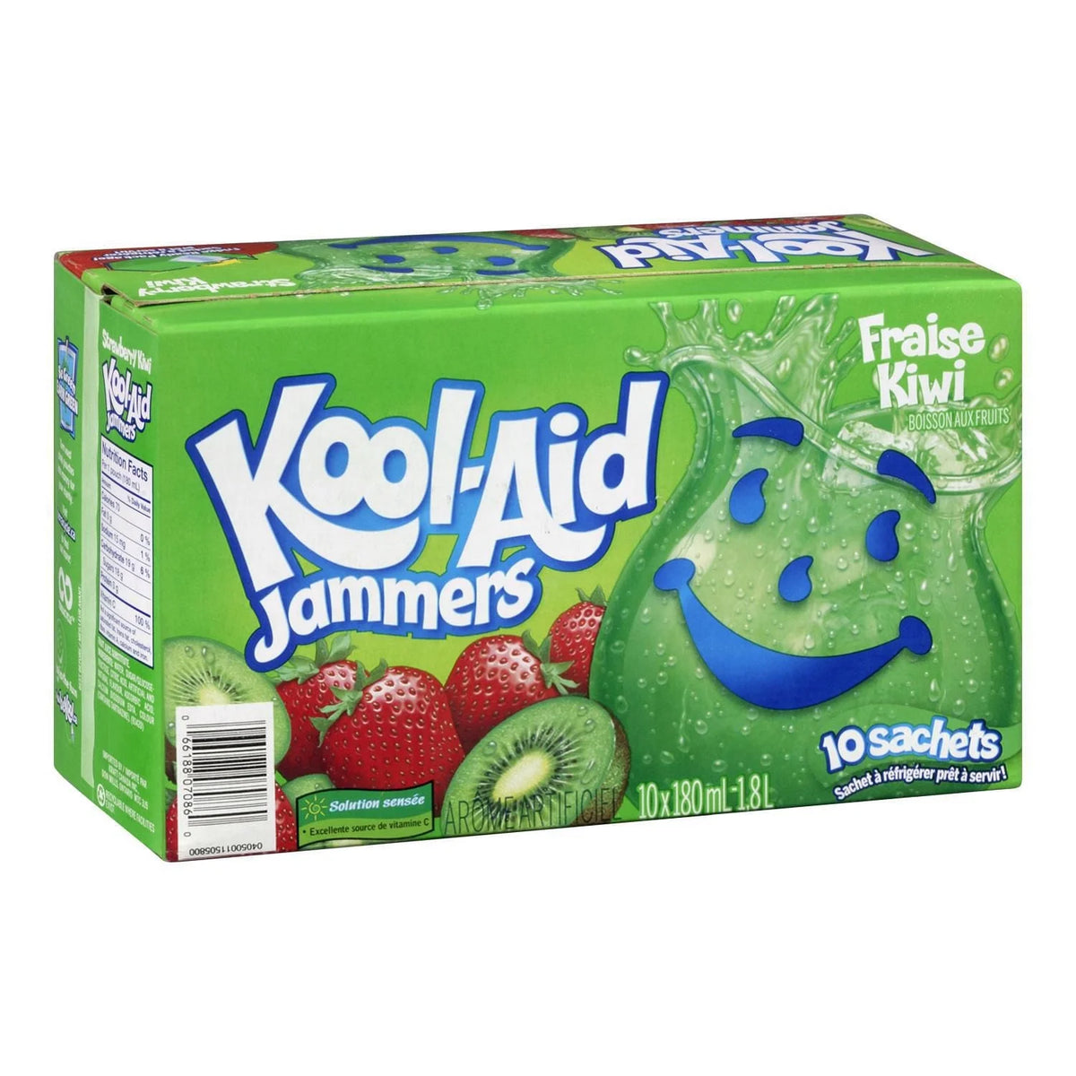 Kool-Aid Jammers Strawberry Kiwi Juice Drink Pouches, 10 × 180 mL