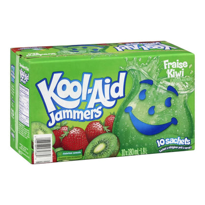 Kool-Aid Jammers Strawberry Kiwi Juice Drink Pouches, 10 × 180 mL