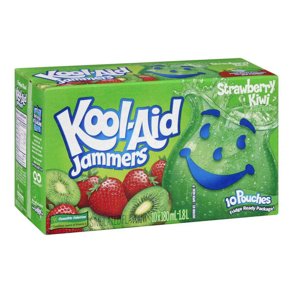 Kool-Aid Jammers Strawberry Kiwi Juice Drink Pouches, 10 × 180 mL