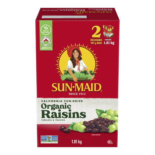 Sun-Maid Organic California Sun-Dried Raisins, 2 × 907 g