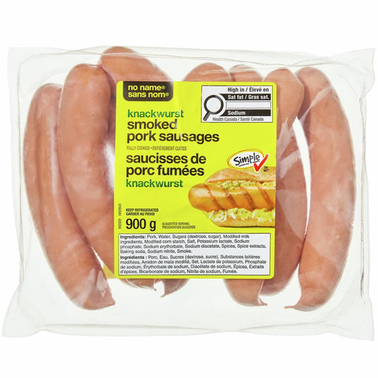 No Name Knackwurst Smoked Pork Sausages, 900 g