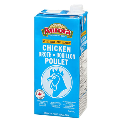 Aurora Chicken Broth No Salt Added, 946 mL