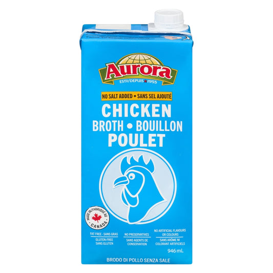Aurora Chicken Broth No Salt Added, 946 mL