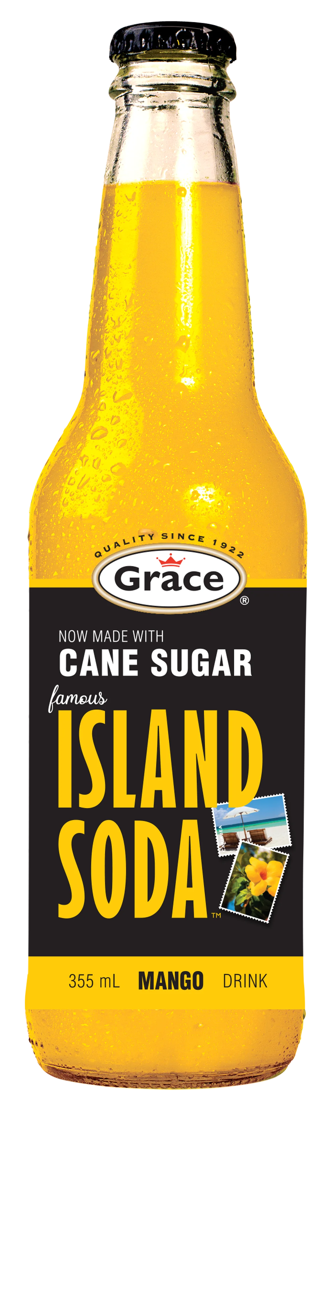 Grace Mango Island Soda Bottle, 355 mL