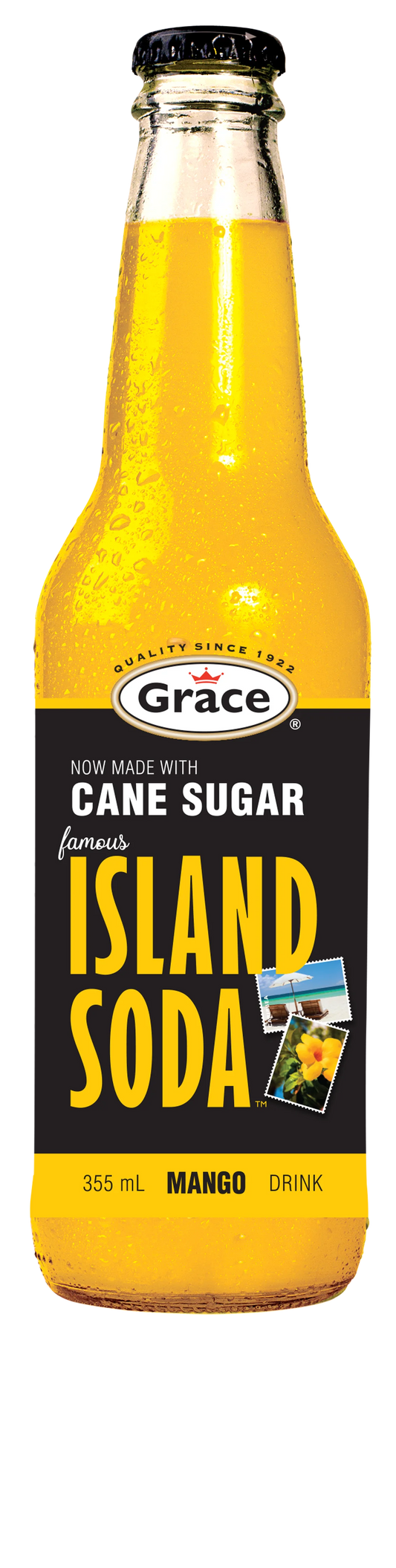 Grace Mango Island Soda Bottle, 355 mL