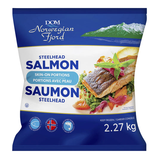 Dom Reserve Norwegian Fjord Frozen Steelhead Salmon Skin-on Portions, 2.27 kg (5.00 lb)