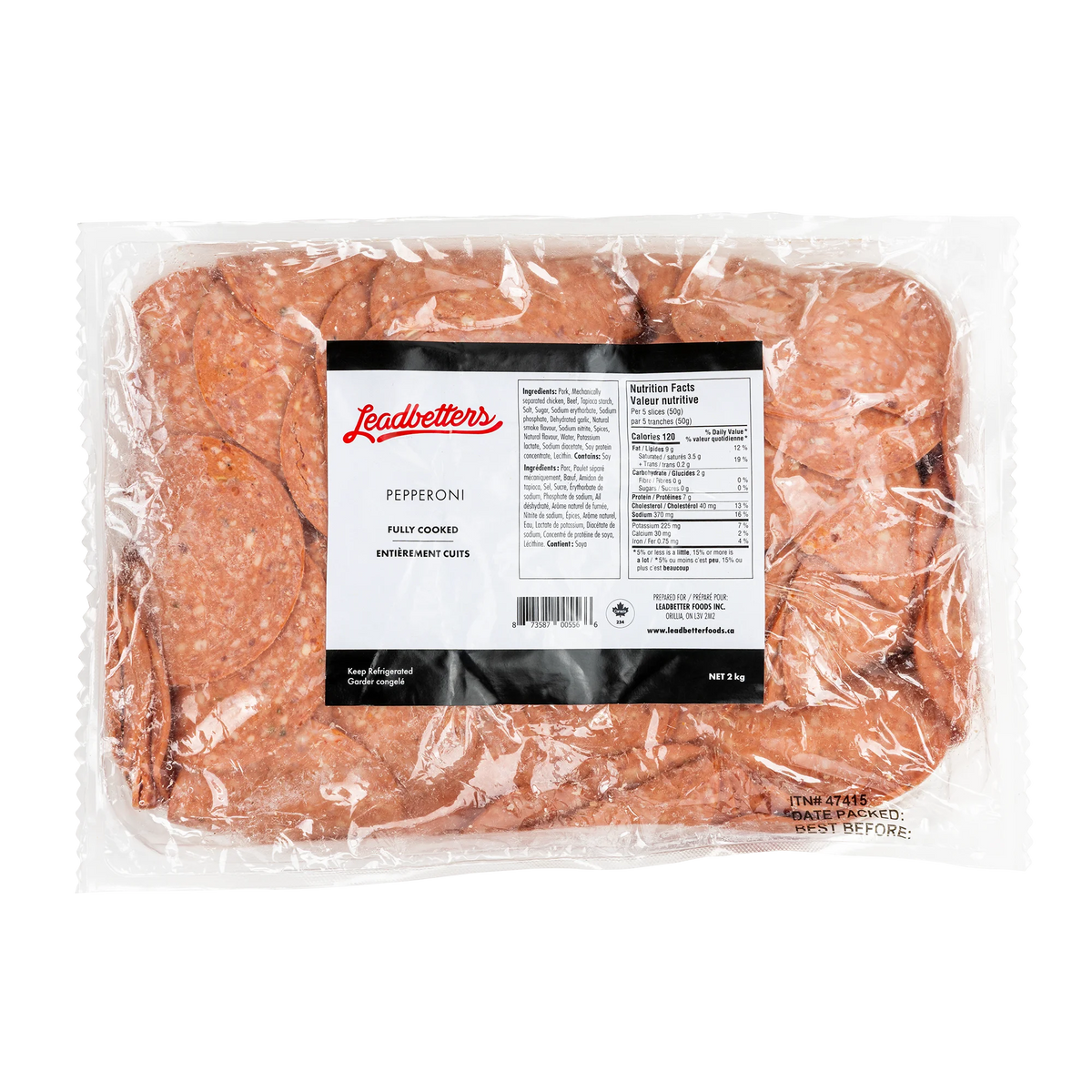 Leadbetters Fully Cooked Pepperoni 3-inch, 2 kg