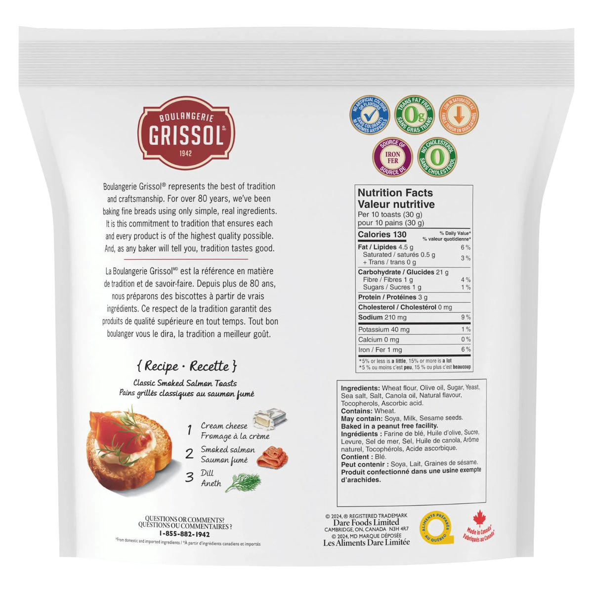 Boulangerie Grissol Baguettes Olive Oil & Sea Salt, 220 g