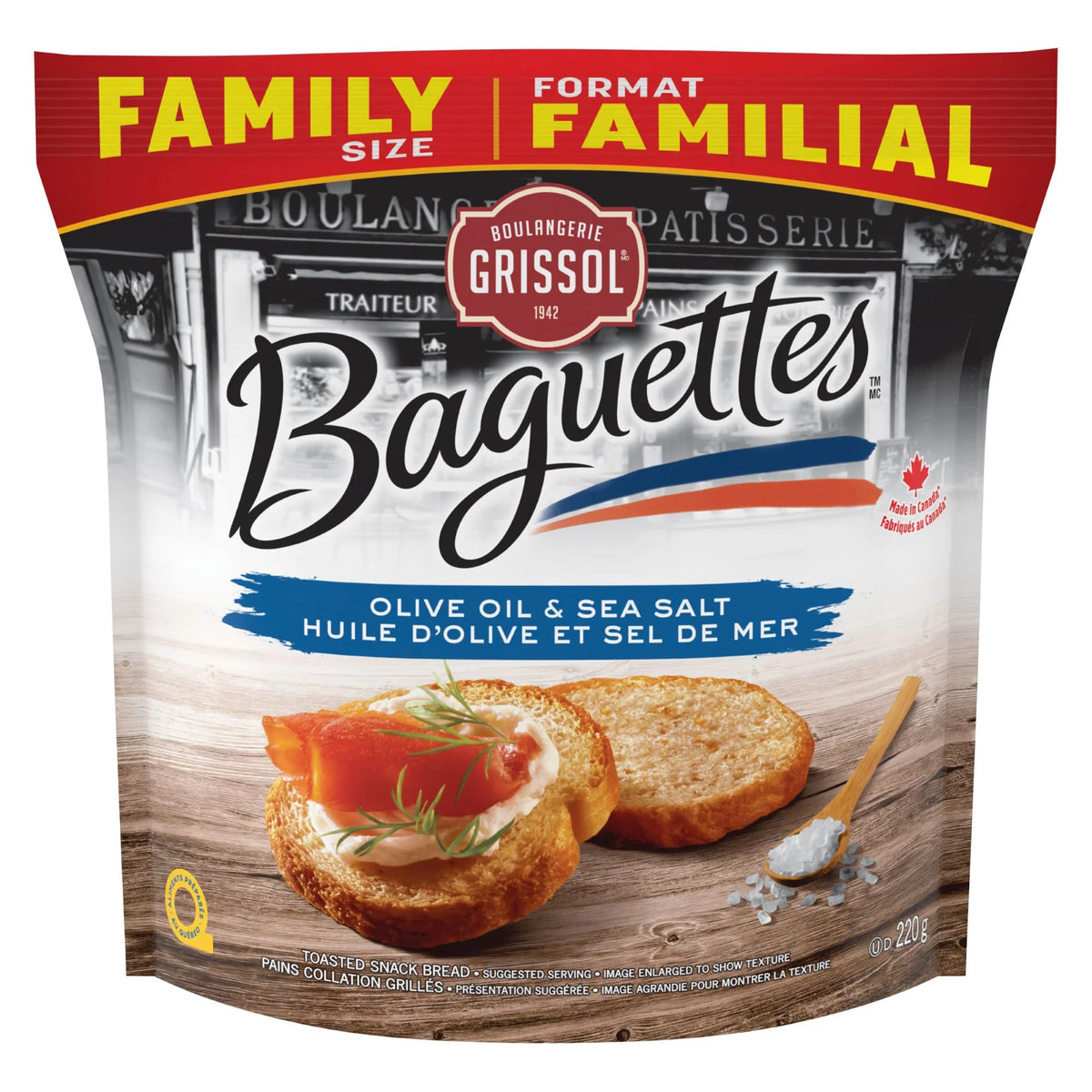 Boulangerie Grissol Baguettes Olive Oil & Sea Salt, 220 g