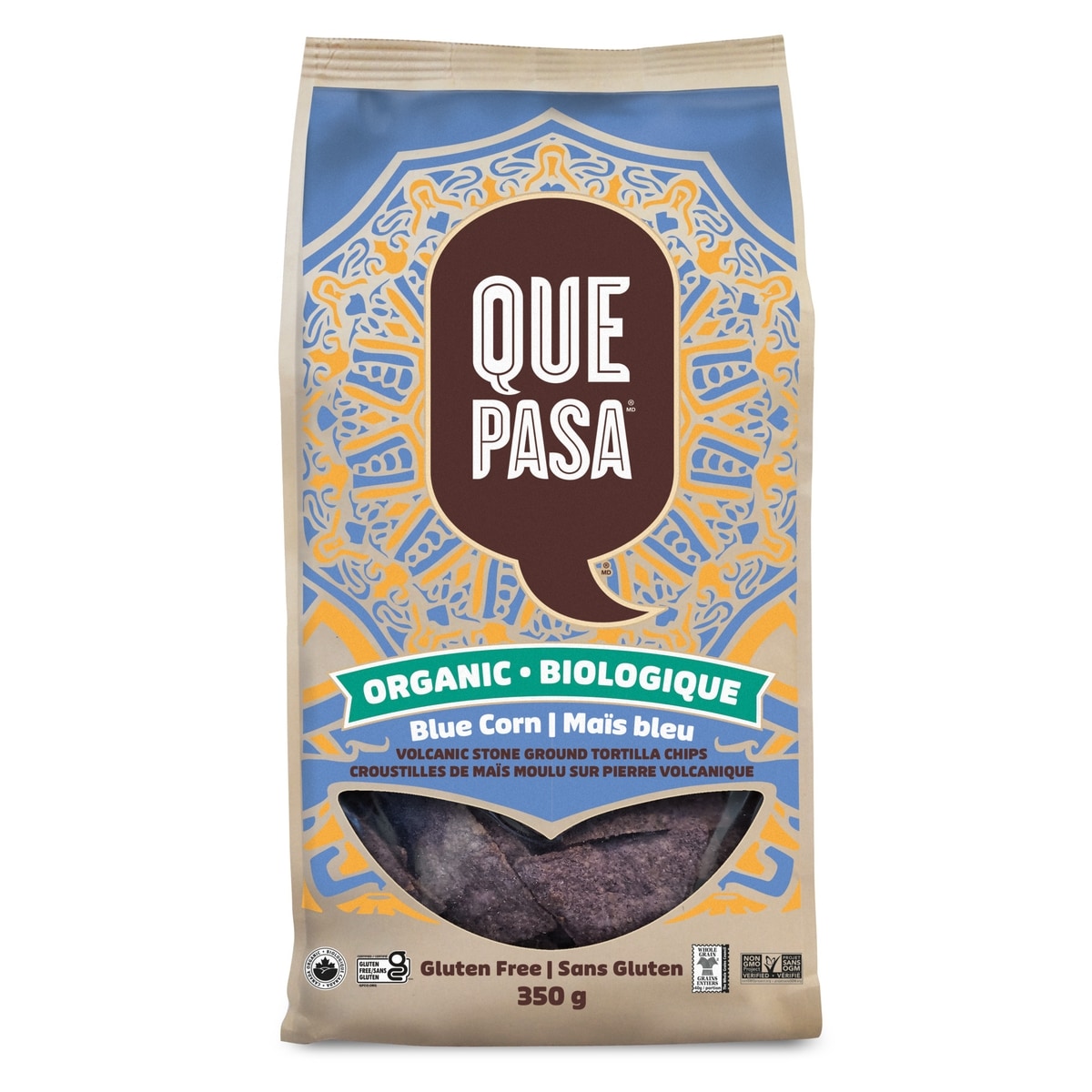 Que Pasa Organic Blue Corn Tortilla Chips, 350 g