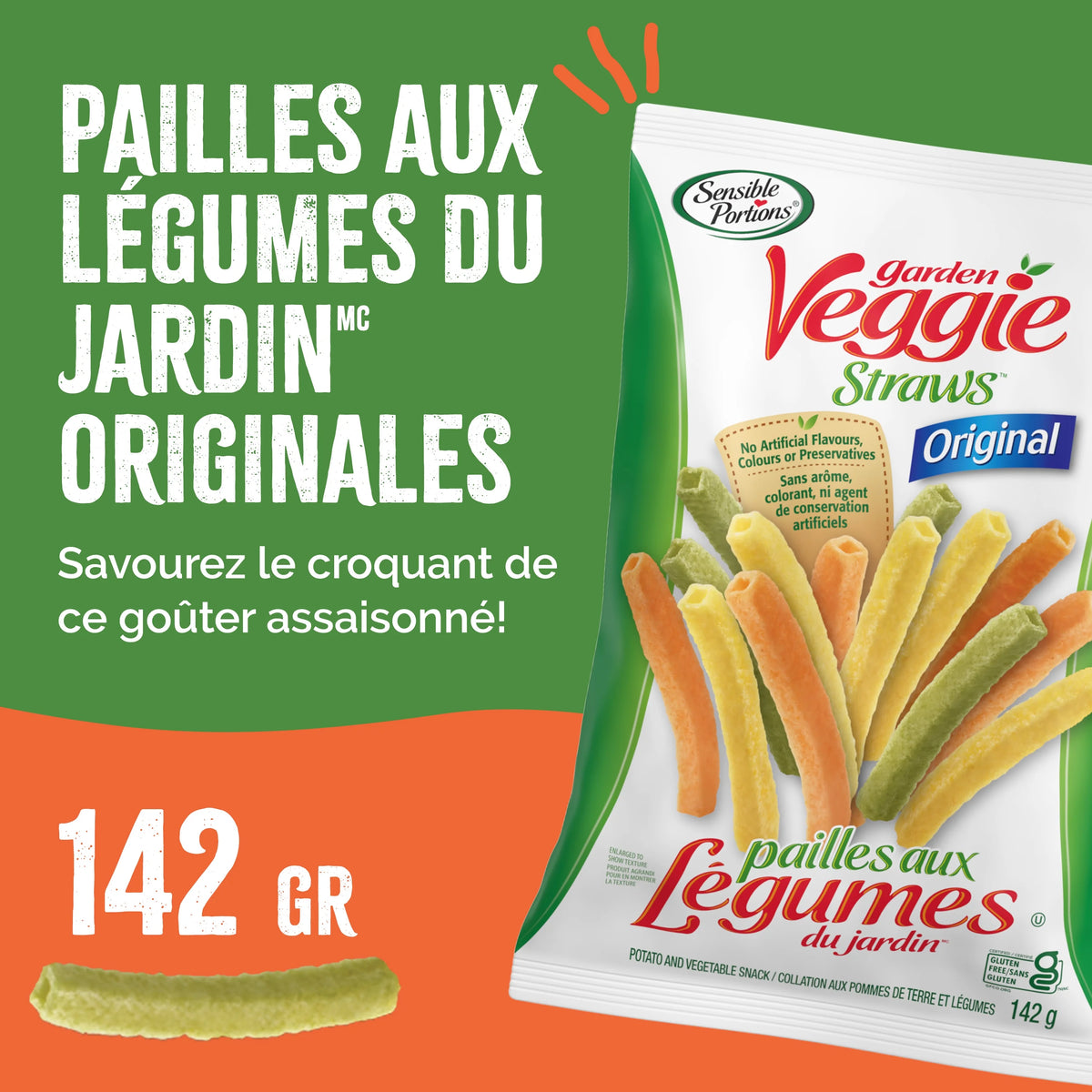Sensible Portions Veggie Straws, Original Flavour, Gluten-Free Chips, 142 g