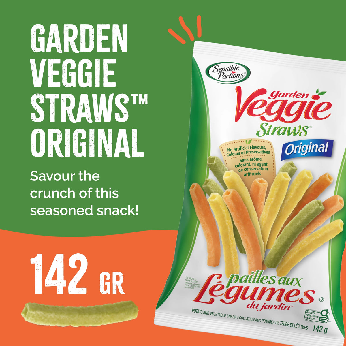 Sensible Portions Veggie Straws, Original Flavour, Gluten-Free Chips, 142 g