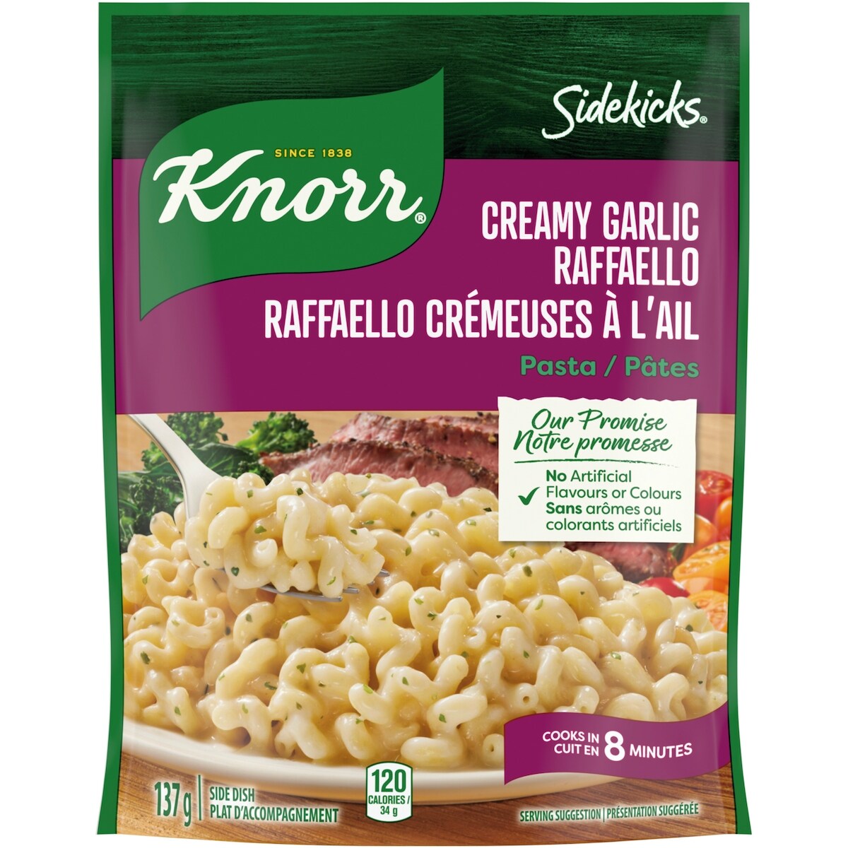 Knorr Sidekicks Creamy Garlic Raffaello Pasta Side Dish, 137 g
