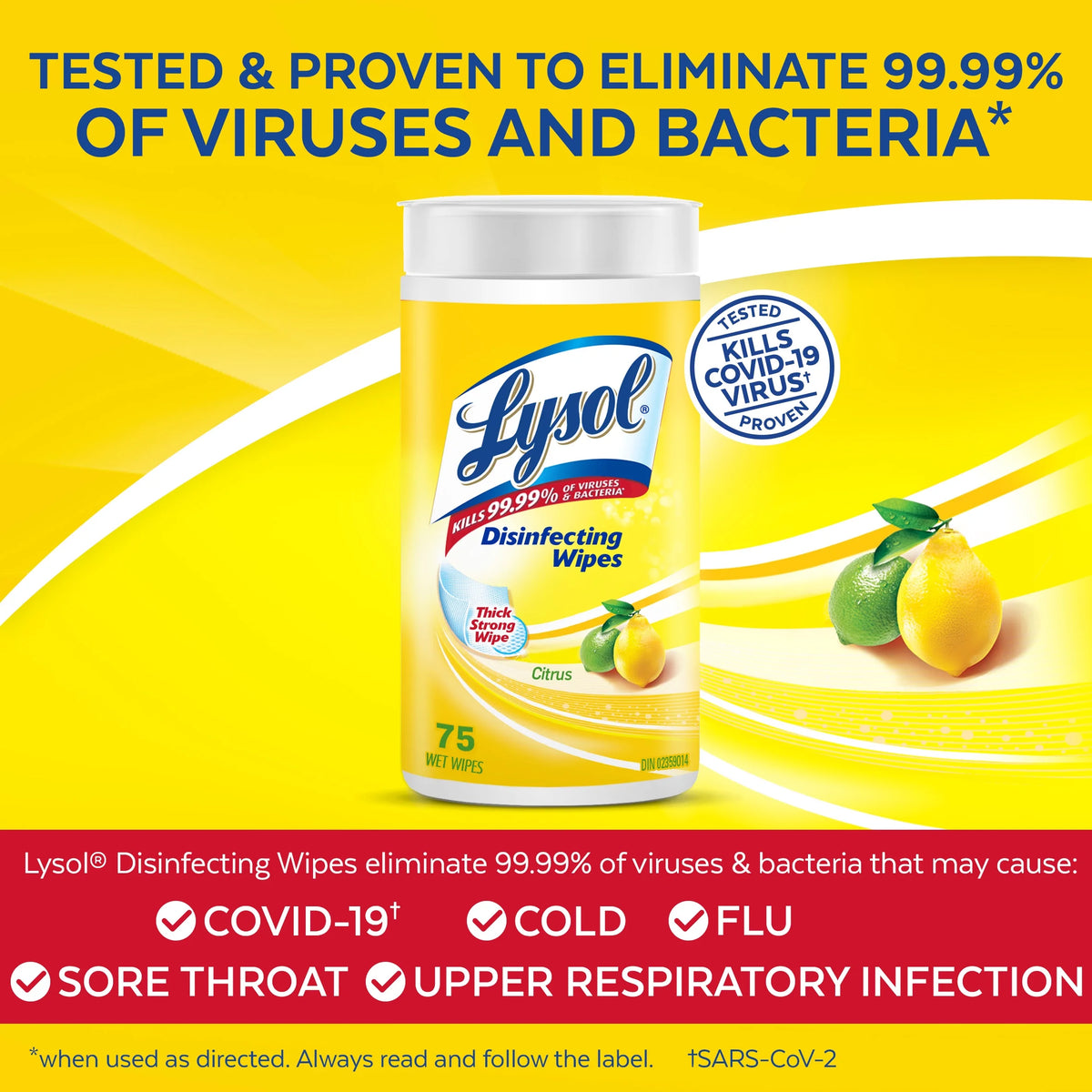 Lysol Disinfecting Wipes, Citrus, 75 count