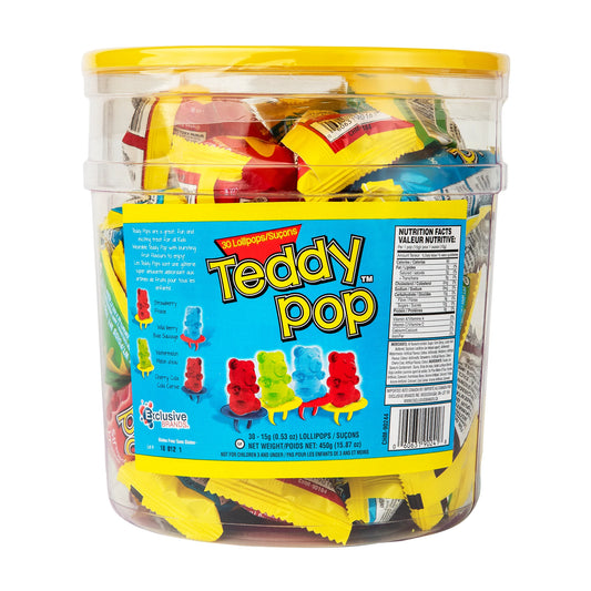 Teddy Pop Assorted Lollipops, 30 × 15 g