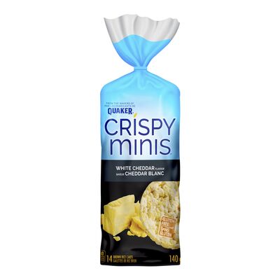 Quaker White Cheddar Flavoured Brown Rice Cakes, Crispy Minis, 140 g