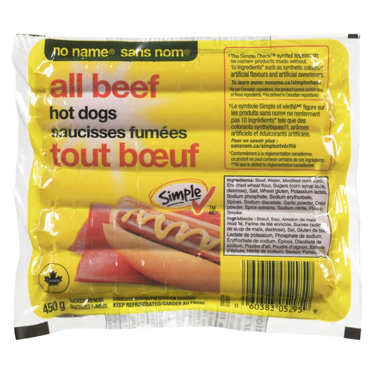 No Name All-Beef Wieners, 450 g