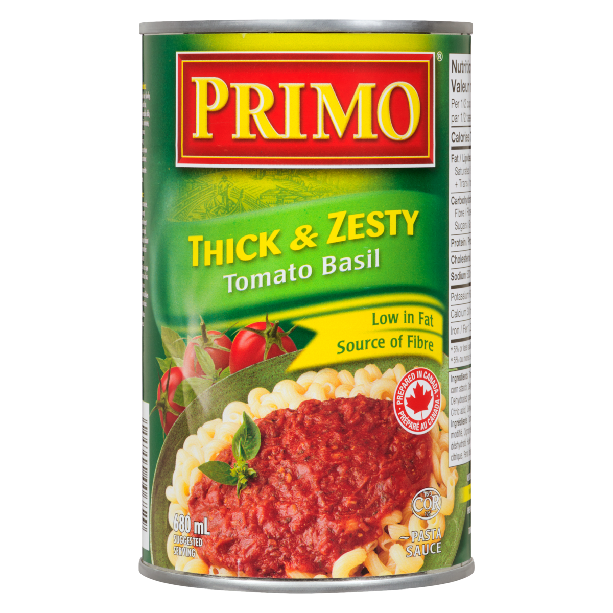 Primo Thick & Zesty Tomato Basil Pasta Sauce, 680 mL