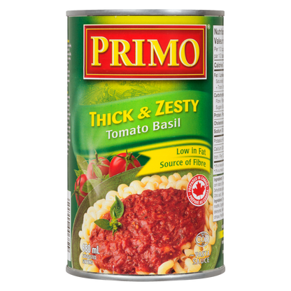 Primo Thick & Zesty Tomato Basil Pasta Sauce, 680 mL